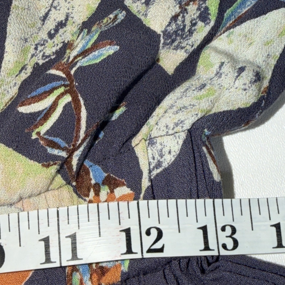 FREE PEOPLE Island Time One Shoulder Cropped Jumpsuit Sz S Blue Floral Wide Leg - Picture 9 of 10